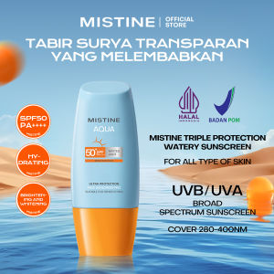 [NEW LAUNCH] MISTINE Aqua Base Triple Protection Watery Sunscreen SPF50+ PA++++ 40ml | UVA/UVB Sunblock Hydrating Essence Pelembab Wajah Sun Screen