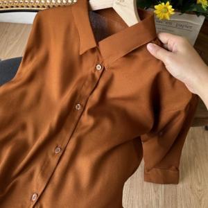 Kemeja Korean Style Basic Polos Wanita Casual Size M-XXL