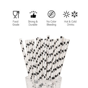 Black White Paper Straw SOY INK Straws Food Grade Bio-Degradable (10000PCS)