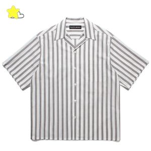 2025 High Quality Wacko Maria Stripe Shirt Men Women Couple Simple Casual Tee Tops Hawaiian Shirts