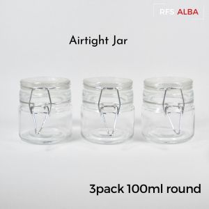 100ml Airtight Glass Spice Jars 3 Pack - Clip Lid Premium Quality Reusable & Eco-Friendly Durable & Long Lasting Suitable for Spices Jams Desserts Snacks