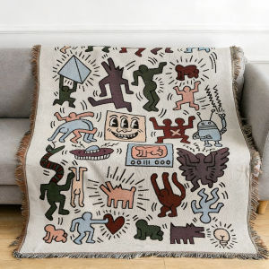 Keith Haring Illustration Decorative Tapestry Outdoor Blanket Picnic Carpet Camping Carpet Sofa Carpet