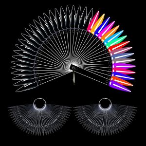 Marian Beauty 50 Pcs Acrylic Nail Polish Swatch Shade Chart Display Sticks Display Card with Buckle Nail Art Tips Practice