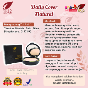 Bedak Glowing Anti Luntur Daily Cover Natural SR12 Bedak Padat SR12 BPOM Menutupi Flek Hitam Bekas Jerawat