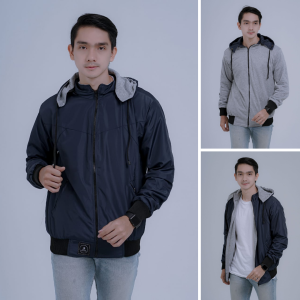 Jaket BB Polos - Jaket Bolak Balik - Jaket Parasut Pria