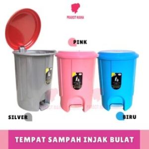 Tempat Sampah injak Bulat / Tempat Sampah Tutup Besar / Tong Sampah Outdoor Indoor Aesthetic