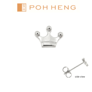 Poh Heng Jewellery 18K Crown Single-Sided Earring in White Gold