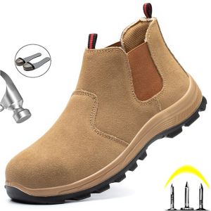 Outdoor Work Boots Safety Steel Toe Shoes Men Chelsea Boots Indestructible Safety Shoes Men Winter Boots Puncture-Proof Boots