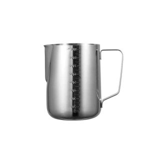 HENLI Stainless Steel Milk Frothing Jug Diversion Tip Spout with Scale Latte Art Cup Multifunctional Handle Measuring Cups Cafe