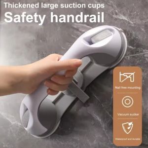 GIGBM Strong Suction Suction Cup Shower Handle Non-slip High Load-bearing Barrier-free Handrail Armrest Anti-fall Bathroom Grab Rail Elderly/Children