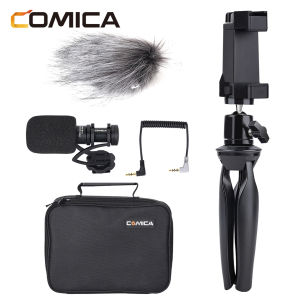 Comica CVM-VM10-K2 Smartphone Microphone with Tripod On Camera Video Mic for iPhone and Android Phone Vlogging Kit for Youtube Recording Tiktok