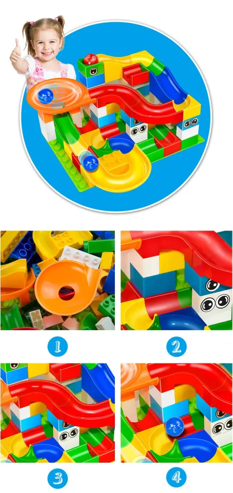 Tumama 52pcs DIY Construction Marble Race Run Maze Balls Track