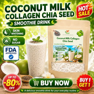 Coconut Milk Powder Collagen | No Sugar Added | Healthy Skin Hair Nails | Energy Drink Mix Chia Seed