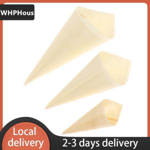 [COD] WHPHous Ship within 24 hours 50pcs Disposable Wood Appetizer Cones Ice Cream Cone Cups Party Candy Cones