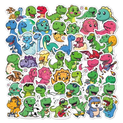 50Pcs Cartoon cute Dinosaur Stickers Waterproof Decals DIY Decorating Guitar Notebook & Luggage