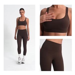 Solid Color Women Cross Back High Strength Shoulder Strap Fitness Bra Tight Sport Top Comprehensive Training Gym Yoga Underwear