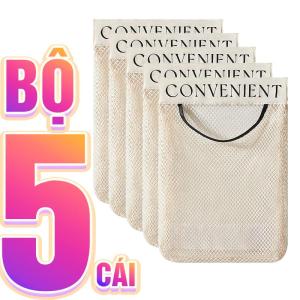 Bộ 5 Túi Lưới Lưu Trữ Đựng Đồ Dán Tường Nhà Bếp Đựng Nilong Tất Vớ Đồ Lót Đa Năng RQN2713 - requane