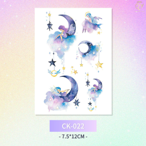 สติกเกอร์แทททู กันน้ำ แทดทูน่ารักๆ แวววาว ผีเสื้อ แมว ยูนิคอร์น สาวพระจันทร์ การ์ตูน รอยสัก เด็กๆ tattoo stickers