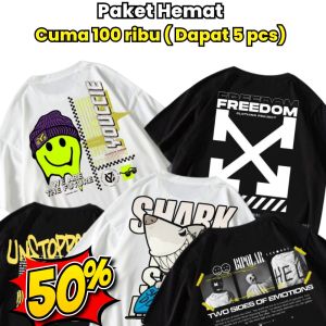 baju kaos distro pria keren 5 pcs 100 ribu terbaru 2025 motif kombinasi