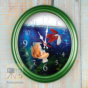 Chiming Melody Wall Clock with Betta Fish. Melody hourly alarm. Nice gift for fish enthusiasts.