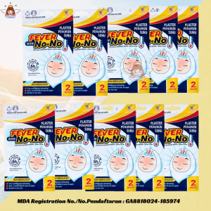 Fever NO NO Fever Cooling Patch 6 Hours Kids Adults Safe Fast Relief Body Heat Non-Medicated Plaster Penurun Suhu Badan