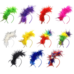 Elegant Roaring 20s Feather Headpiece Natural Feather Adjustable Headbands Unique Costume Accessory Women Girls