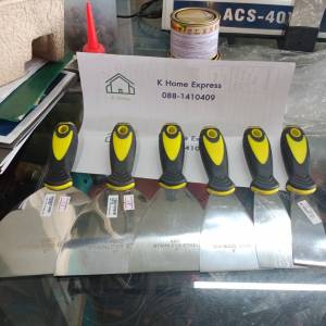 ABC เกรียงโป๊วสแตนเลส ฉาบปูน ขนาด 1.1/2" 2" 3" 4" 5" 6" ด้ามจับยางหนา สำหรับโป๊วสี ฉาบสี ที่แซะ ขูดสี แต่งปูนเปลือย