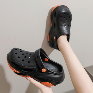 Thick-soled height-enhancing hole shoes for women 2025 new anti-slip odor eva sandals and slippers for summer outdoor beach shoes
