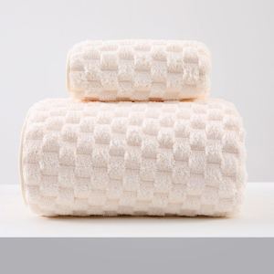 Candy Corduroy Large Bath Towel Coral Fleece Facecloth Three-Piece Set Bath Cotton Water-Absorbing Quick-Drying Thickened Beach Towel