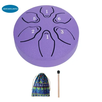 Rain Drum for Outside Steel Tongue Drum 6 Notes 3 Inches Chakra Tank Drum Steel Percussion Padded Mallets