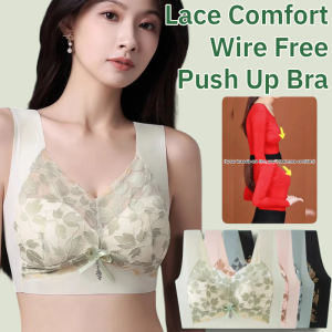 Lace Comfort Wire Free Push Up Bra Seamless Large Size Underwear Anti Sagging Breathable Lingerie for Women