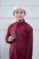 Baju Koko Anak Lengan Panjang Polos Merah Maroon annur. 
