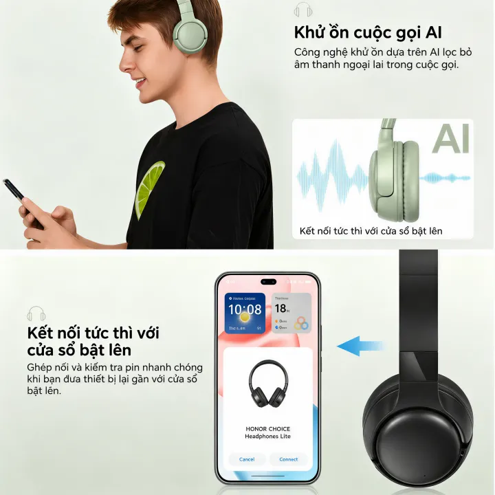 Tai nghe chụp tai không dây Bluetooth HONOR CHOICE Headphones Lite, Driver lớn 40mm, Thời gian phát nhạc lên đến 82 giờ, Khử ồn cuộc gọi AI, Tai nghe over-ear | BigBuy360 - bigbuy360.vn Tai nghe chụp tai không dây Bluetooth HONOR CHOICE Headphones Lite, Driver lớn 40mm, Thời gian phát nhạc lên đến 82 giờ, Khử ồn cuộc gọi AI, Tai nghe over-ear | BigBuy360 - bigbuy360.vn