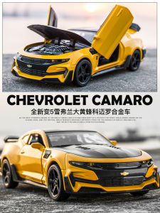 1:32 Chevrolet camaro bumblebee Cars toy for kids Diecast Model simulation pull back LED light cars for boys children gift Display case