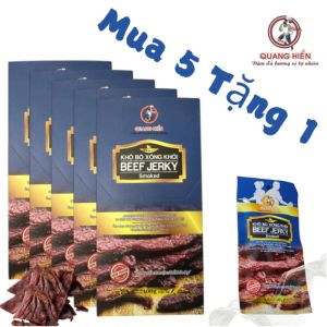 5 hộp tặng 1 khô bò xông khói beef jerky smoked Quang Hiển đậm đà hương vị tự nhiên hộp 100gr