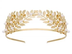 Kirilgu Metal Wedding Headpiece Artistic Pattern Pearls Detail Hair Accessory H5K8Q