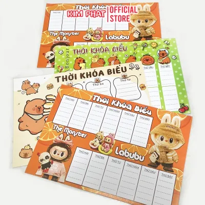 Set 4 Tờ Thời Khóa Biểu Hoạt Hình Dễ Thương
