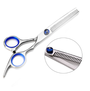 kéo tỉa tóc 2 cửa răng bằng thép không gỉ ( màu xanh tai cầm)