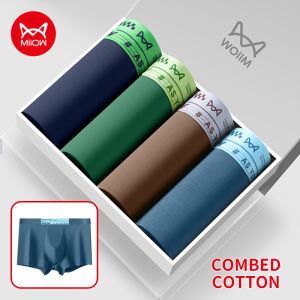 MiiOW 3Pcs Men Underwear Ice Silk Printing Man Boxer Mens Panties Male Boxers M1886