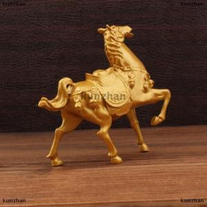 [COD] kunzhan 2026 Year Zodiac Horse Statue Metal Golden Horse Model Simulation Horse Ornament Home Office Desktop Decoration Feng Shui Lucky