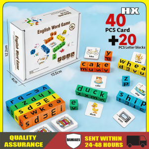 Early Education English word game 40 cards 20 blocks spelling puzzle for young learners enhancing language skills