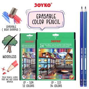 Joyko Pensil Warna Dapat Dihapus Erasable Color Pencils Hexagonal Grip