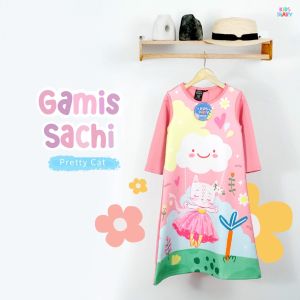 Best Seller Gamis Anak Perempuan Motif Print Gamis Sachi 1-12 Tahun
