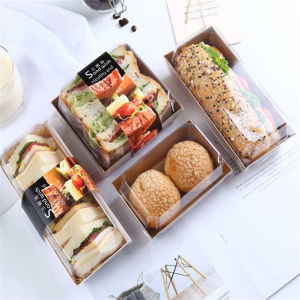 B.LIVEM 【การจัดส่ง 2-3 วัน】25/50pcsกล่องแซนวิช กล่องเค้ก กล่องเค้กใส 25 ชิ้นต่อกล่อง สำหรับแพ็คแซนวิชเค้ก ฯลฯแจกกระดาษเบเกอรี่