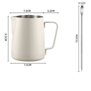 Stainless Steel Milk Frother Jug Mug with Scale 350ML Coffee Pull Flower Frothing Mugs Coffee Pot
