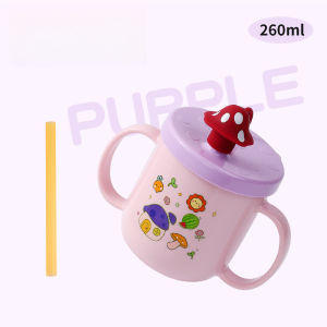 SKISOPGO 260ml Kids Cup Baby Children Learning Cup Separable Stainless Steel with Straw Handle Botol Air