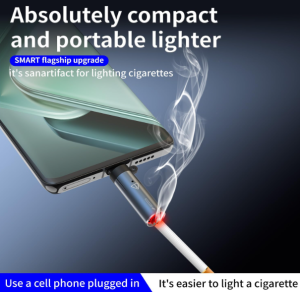 Electric Lighter  USB C Flameless Windproof - Mini Version OTG USB Type-C Port Plug Adapter