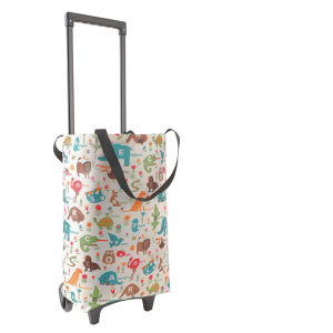 2-in-1 Foldable Shopping Cart Trolley with Wheels Large Capacity Oxford Cloth Shopping Trolley Bag