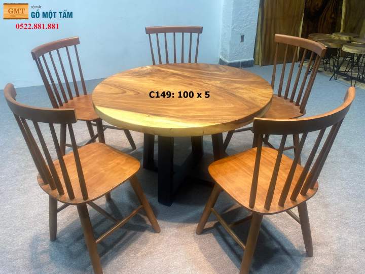 BÀN ĂN TRÒN GỖ TỰ NHIÊN NGUYÊN KHỐI ĐƯỜNG KÍNH 1M CHO GIA ĐÌNH | Lazada.vn