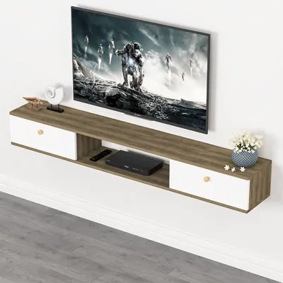 Kệ Tivi Treo Tường Tiết Kiệm Diện Tích 2 Ngăn Kéo Vân Gỗ Sồi Phong Cách The Nordic - GP188